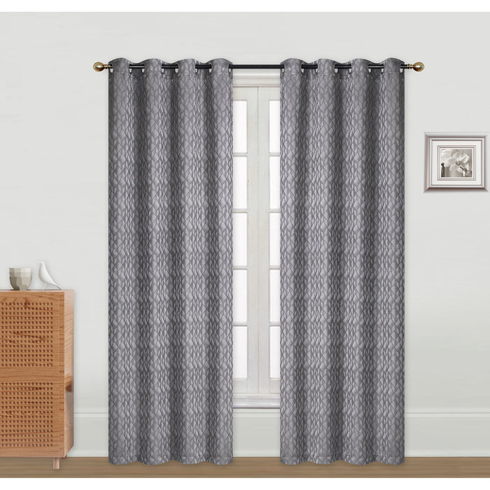 Jacquard Panel Cubic Grey 84\" - Set of 2 Drapes and Blinds