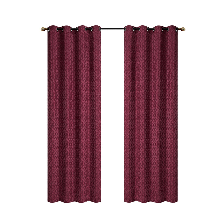Jacquard Panel Cubic Red 96\" - Set of 2 Drapes and Blinds
