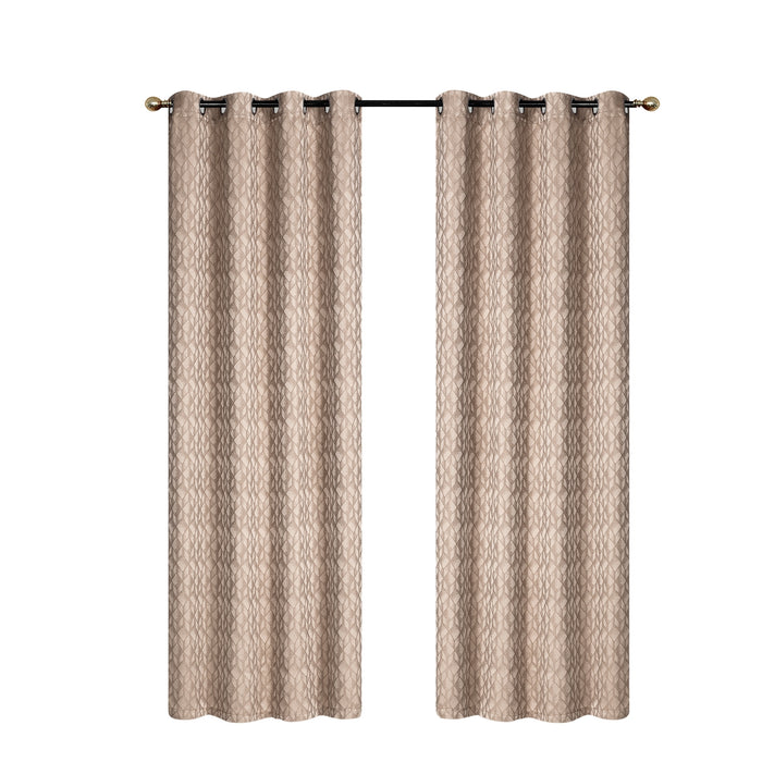 Jacquard Panel Cubic Taupe 96\" - Set of 2