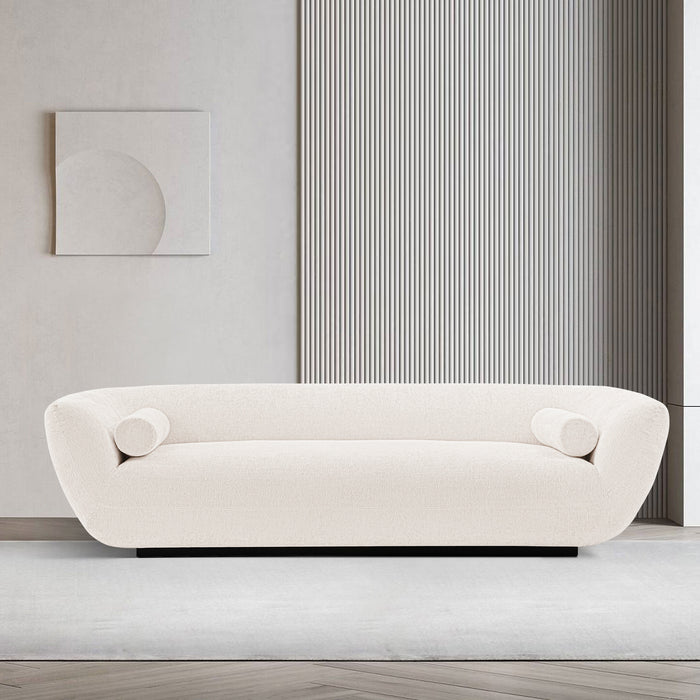 Manhattan Comfort Contemporary Ulka Chenille Sofa with Pillows - Cream
