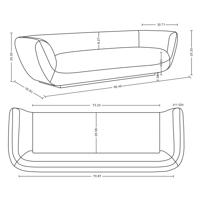 Manhattan Comfort Contemporary Ulka Chenille Sofa with Pillows - Light Brown