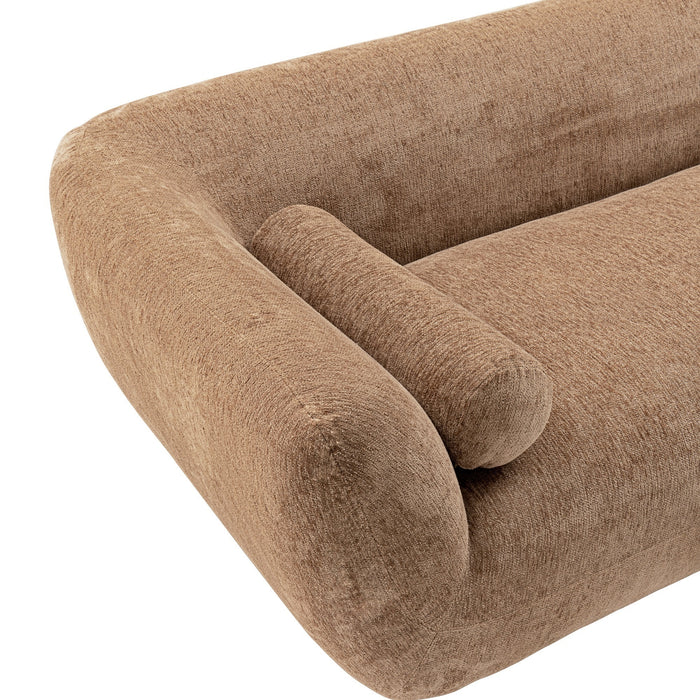 Manhattan Comfort Contemporary Ulka Chenille Sofa with Pillows - Light Brown