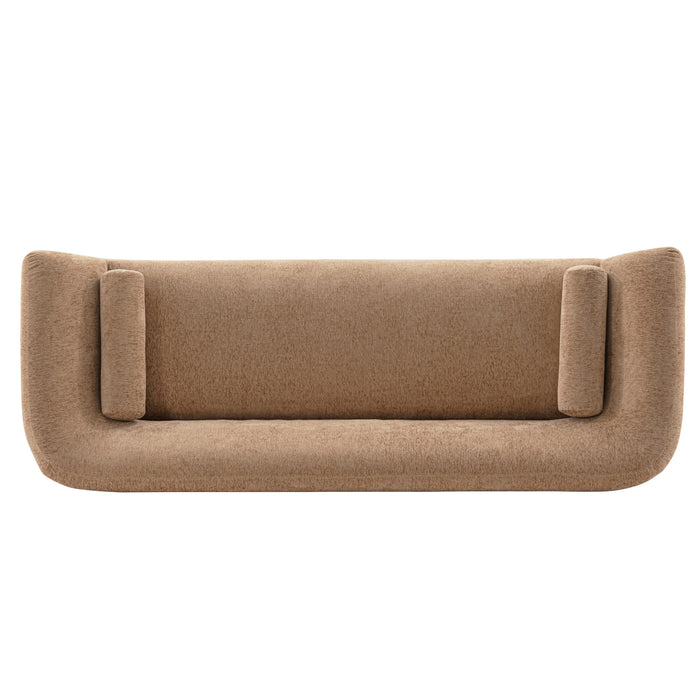 Manhattan Comfort Contemporary Ulka Chenille Sofa with Pillows - Light Brown