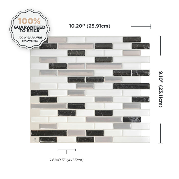 Smart Tiles Peel and Stick 4-Sheet 10 x 9 Backsplash - Muretto Alaska
