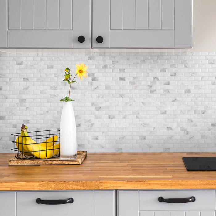 Smart Tiles Peel and Stick 4-Sheet 10 x 10 Backsplash - Ravenna Bianco