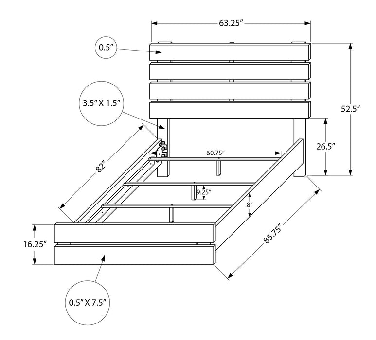 Soren Panel Bed with Slat Headboard & Frame, Bleached Oak - Queen Size