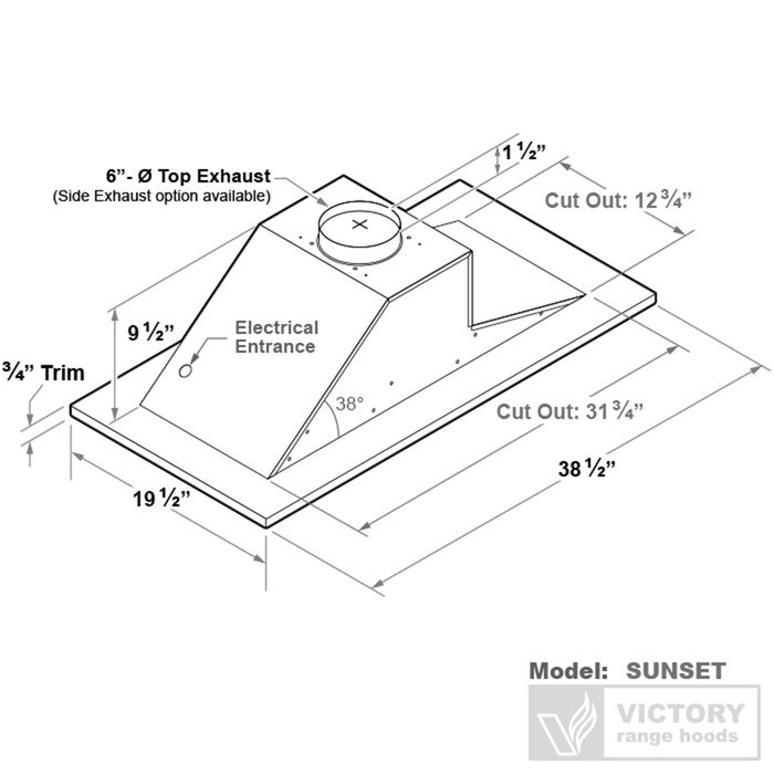 Victory White Flush Ceiling Mount Range Hood - Sunset-WH