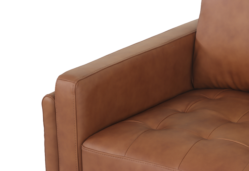 Venice 91\" Traditional Genuine Leather Sofa – Light Brown