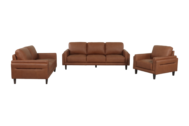 Venice 65\" Traditional Genuine Leather Loveseat – Light Brown