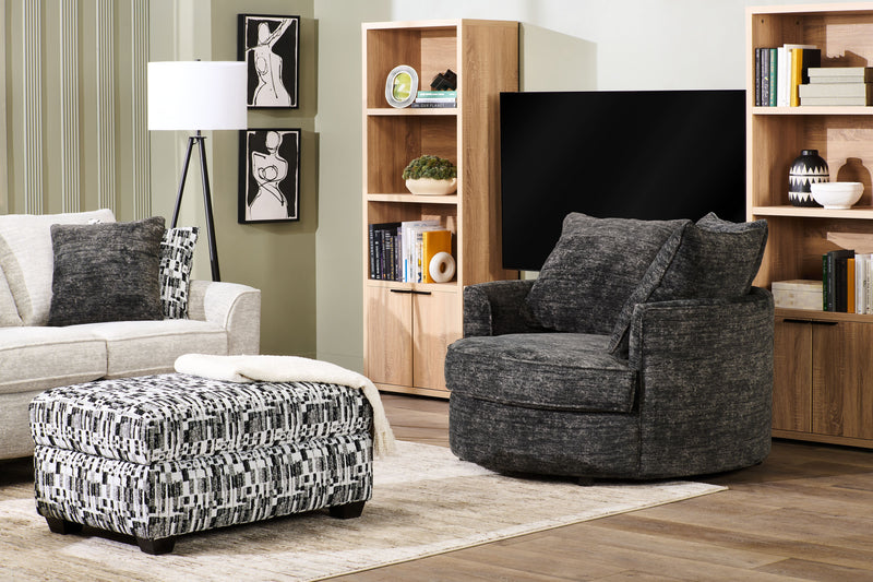 Made in Canada Sofa Lab Customizable Cuddler 48\" Fabric Accent Chair – Plush Charcoal 
