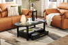 Dalton 47.5" Coffee Table with Glass Top and Drawer - Black  | Table à café Dalton de 47.5 po avec dessus en verre et tiroir - noire
