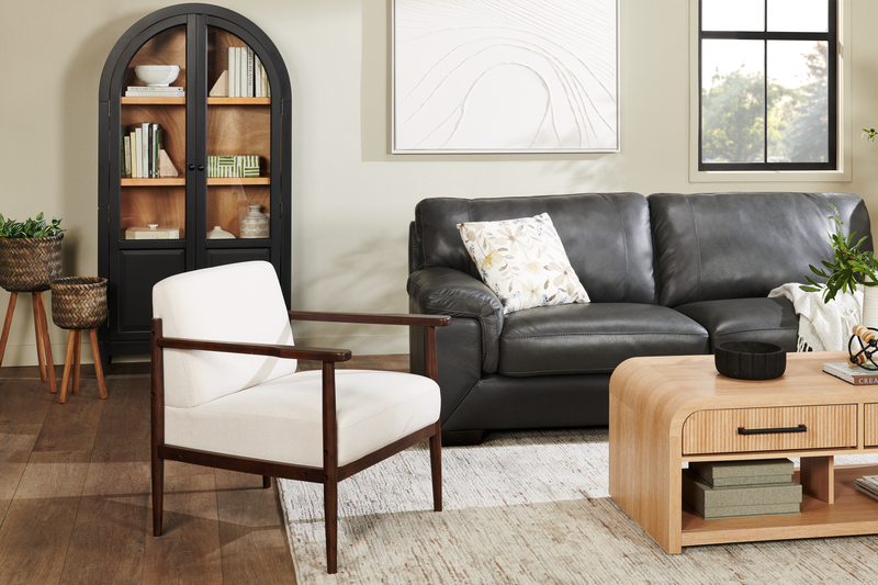 Maci 28.9\" Linen-Look Accent Chair with Wood Legs – Taupe