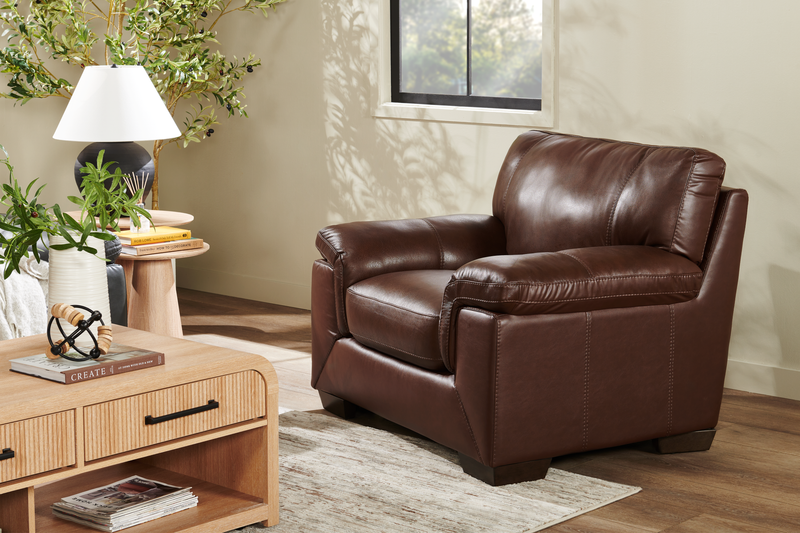 Classico 47\" Genuine Leather Chair with Wood Legs – Tobacco