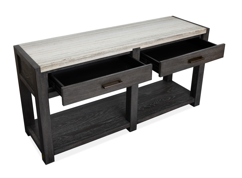 Alders 56\" Marble Top Sofa Table with Storage - Ravenwood Black