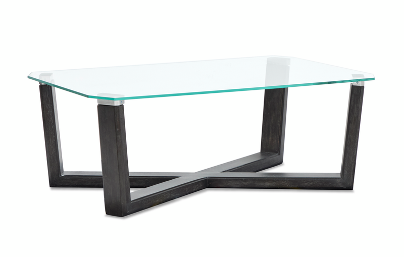 Morden 46.88\" Coffee Table with Glass Top - Black Truffle