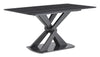 Orion 63” Dining Table with Tech Stone Top, Metal Base – Black
