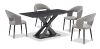 Orion 5pc Dining Set with Table & 4 Chairs, Tech Stone Top, Metal, 63