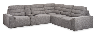 Shaquille O’Neal Home Prestige 6-Piece Sectional with Power Reclining and Power Sliding– Grey | Sofa sectionnel Prestige de Shaquille O’Neal Home 6 pièces avec inclinaison et coulissement électrique - gris