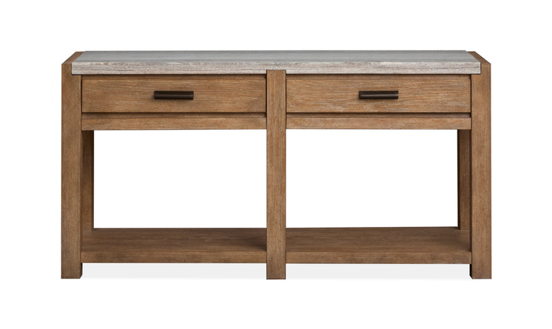 Timber 56\" Sofa Table with Marble Top and Storage - Sierra Brown