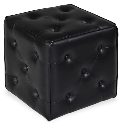 Talbott 17.5" Cube Ottoman - Black Faux Leather|Pouf cubique Talbott de 17,5 po - similicuir noir