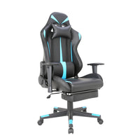 Tygerclaw PU Gaming Office Chair with Lumbar Pillow & Leg Rest - Blue