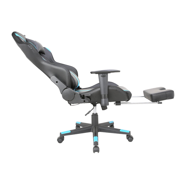 Tygerclaw PU Gaming Office Chair with Lumbar Pillow & Leg Rest - Blue