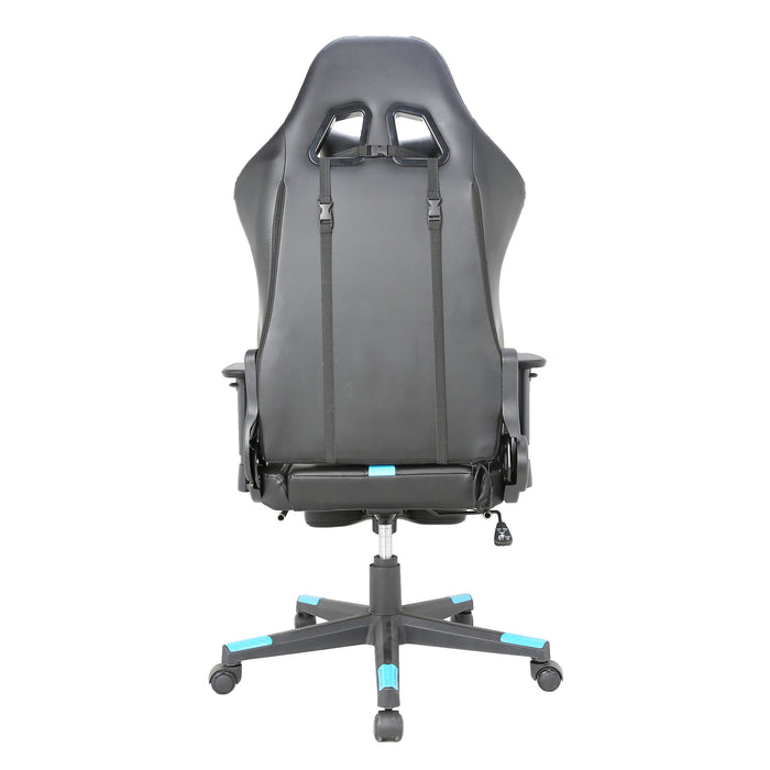 Tygerclaw PU Gaming Office Chair with Lumbar Pillow & Leg Rest - Blue