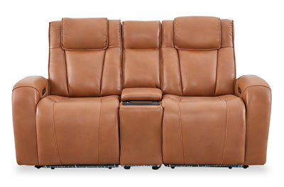 Shaquille O’Neal Home Titan 81" Genuine Leather Power Reclining Loveseat with Shaq-o-pedic Comfort – Earth | Causeuse à inclinaison électrique Titan de Shaquille O’Neal Home de 81 po en cuir véritable avec confort Shaq-o-pedic - terre