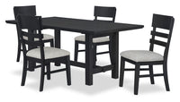 Trove 5pc Dining Set with Table and 4 Chairs, 72”W – Black
