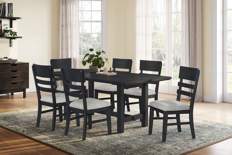 Trove 7pc Dining Set with Table and 6 Chairs, 72”W – Black 