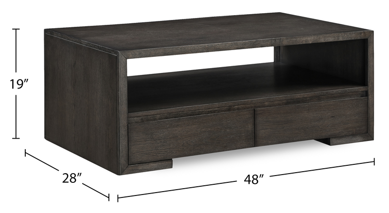 Zelda 48\" Coffee Table with Storage and Shelf – Warm Mocha