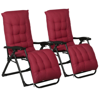 Outsunny Reclining Zero Gravity Chair, Folding Sun Lounger With Cushion