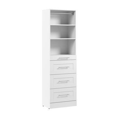 Bestar Florence 25" Modular Reach-In/Walk-In Closet System Tower with Shelves and 4 Drawers Shaker Style - White|Système de tour garde-robe et pièce-penderie modulaire Florence de Bestar de 25 po avec tablettes et 4 tiroirs de style Shaker - blanche