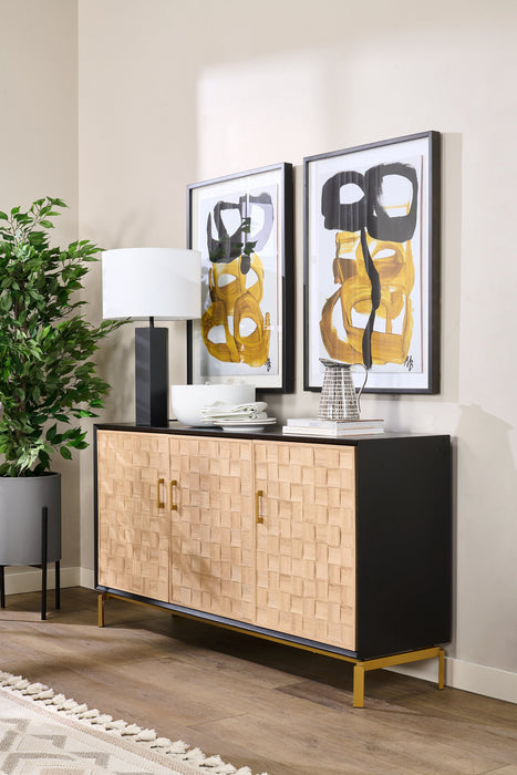 Alenna 60\" 3-Door Accent Cabinet - Black with Weathered White Doors