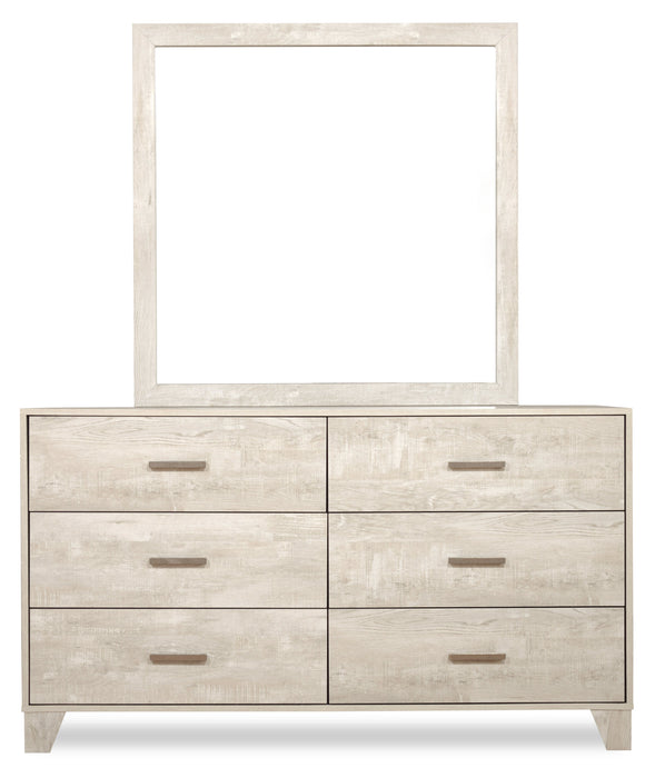 Arbor 6pc Bedroom Set with Panel Bed, Dresser, Mirror & Nightstand, Driftwood White  - Full Size
