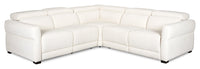 Cindy Crawford Home Aspen 3-Piece Power Reclining Sectional with Adjustable Headrests and USB Port - Alabaster