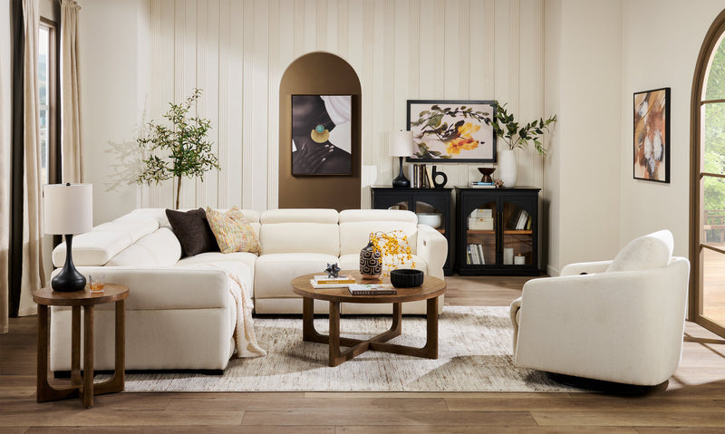 Cindy Crawford Home Aspen 3-Piece Power Reclining Sectional with Adjustable Headrests and USB Port - Alabaster