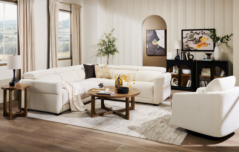 Cindy Crawford Home Aspen 3-Piece Power Reclining Sectional with Adjustable Headrests and USB Port - Alabaster