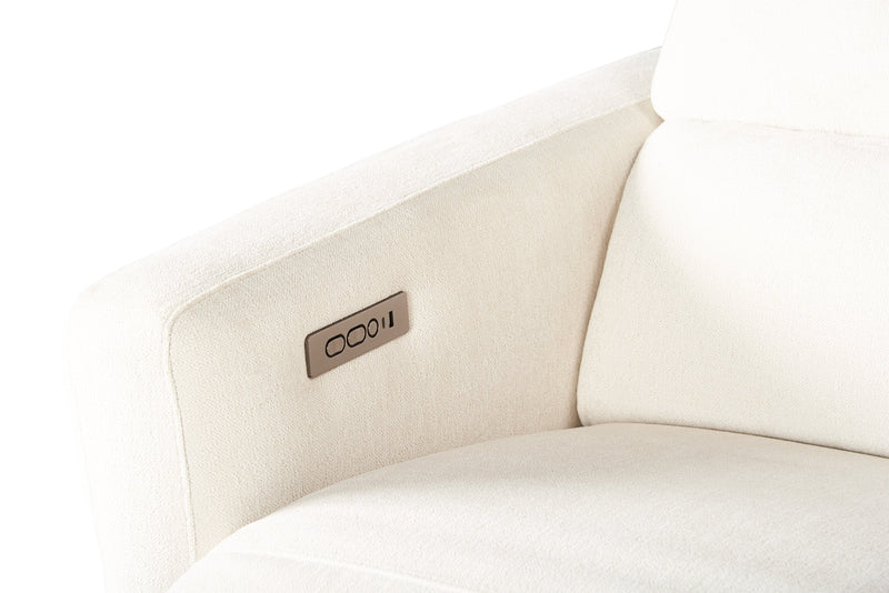 Cindy Crawford Home Aspen 3-Piece Power Reclining Sectional with Adjustable Headrests and USB Port - Alabaster