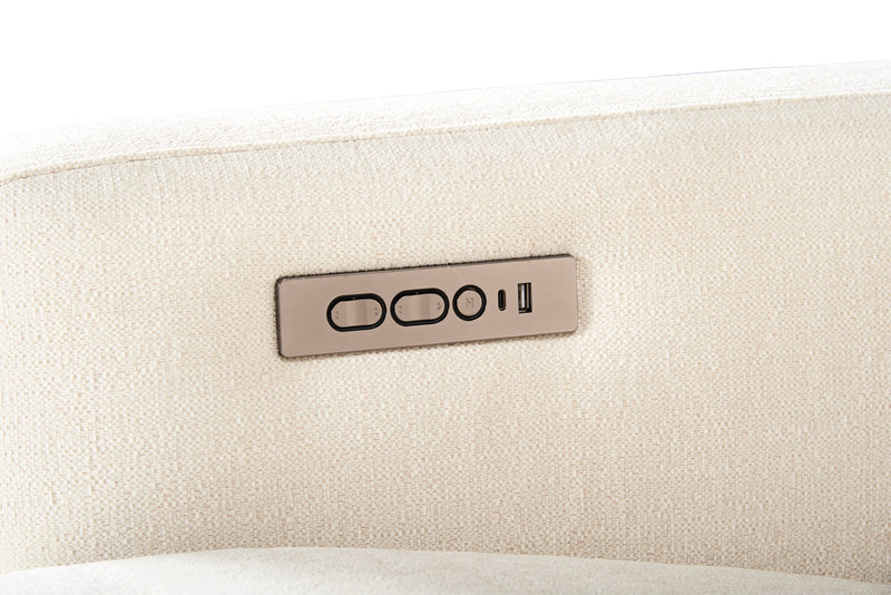 Cindy Crawford Home Aspen 3-Piece Power Reclining Sectional with Adjustable Headrests and USB Port - Alabaster