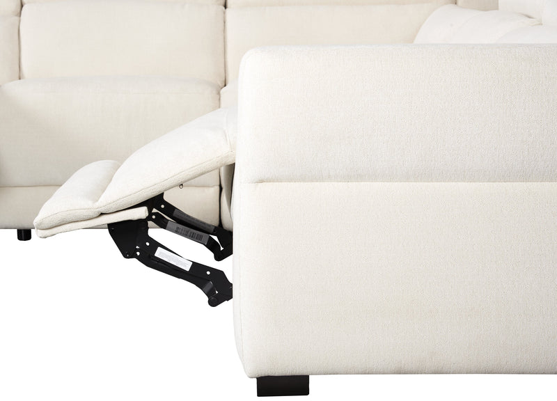 Cindy Crawford Home Aspen 3-Piece Power Reclining Sectional with Adjustable Headrests and USB Port - Alabaster