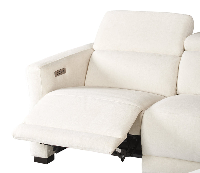 Cindy Crawford Home Aspen 3-Piece Power Reclining Sectional with Adjustable Headrests and USB Port - Alabaster