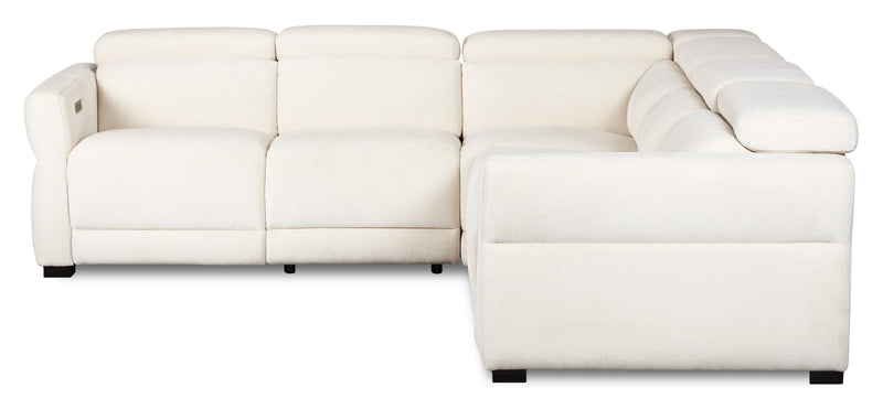 Cindy Crawford Home Aspen 3-Piece Power Reclining Sectional with Adjustable Headrests and USB Port - Alabaster