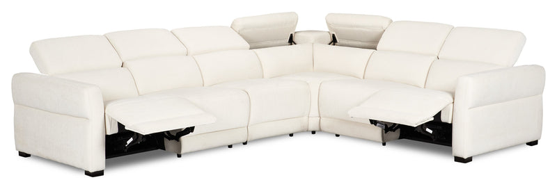 Cindy Crawford Home Aspen 4-Piece Power Reclining Sectional with Armless Chair and USB Port - Alabaster