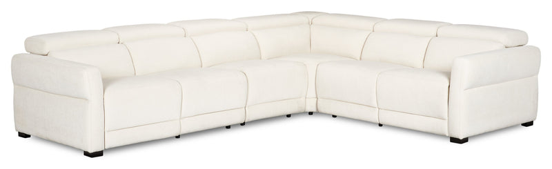 Cindy Crawford Home Aspen 4-Piece Power Reclining Sectional with Armless Chair and USB Port - Alabaster