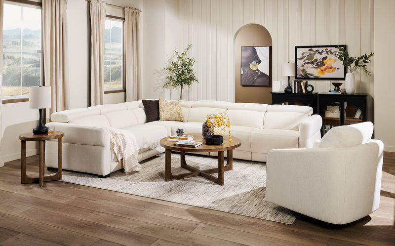 Cindy Crawford Home Aspen 4-Piece Power Reclining Sectional with Armless Chair and USB Port - Alabaster