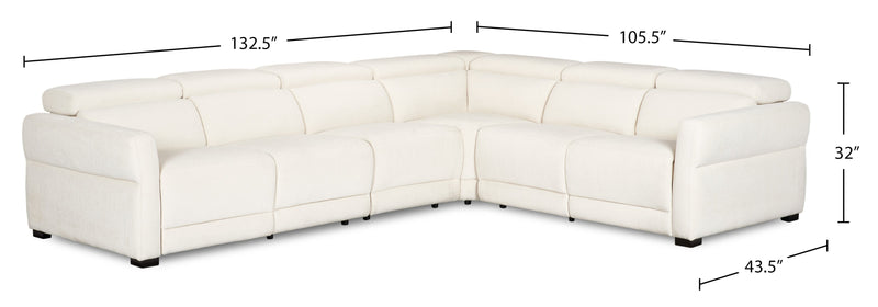 Cindy Crawford Home Aspen 4-Piece Power Reclining Sectional with Armless Chair and USB Port - Alabaster