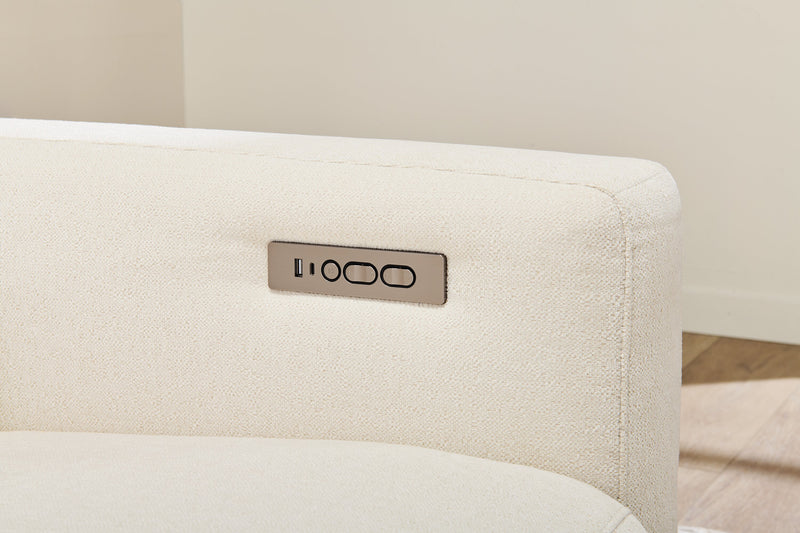 Cindy Crawford Home Aspen 4-Piece Power Reclining Sectional with Armless Chair and USB Port - Alabaster