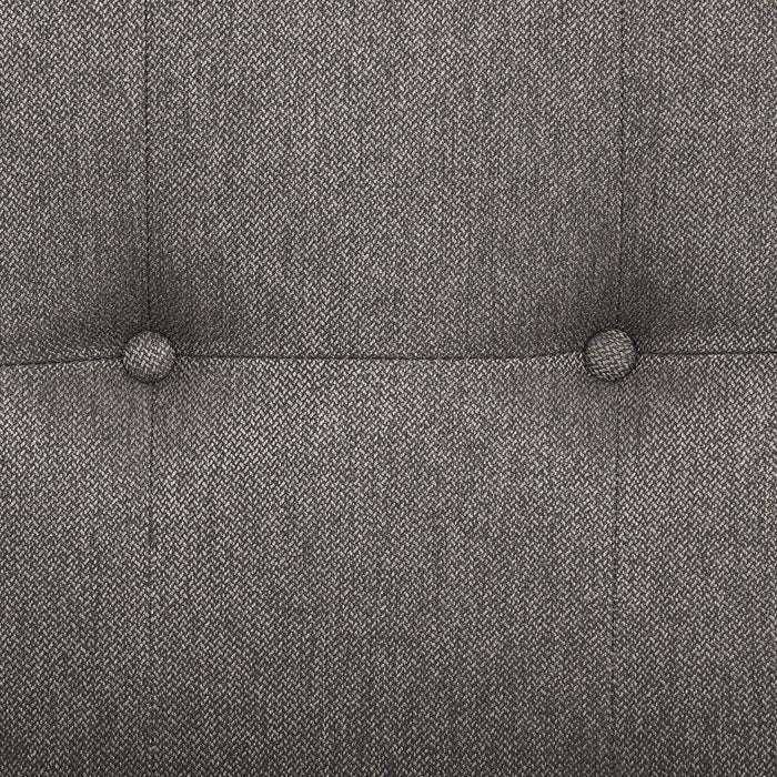 Beck Upholstered Storage Bed in Dark Grey Fabric, Button Tufted - Queen Size