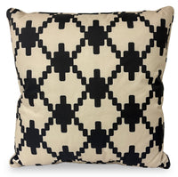 Indoor/Outdoor Patterned Accent Pillow - Black and Beige 